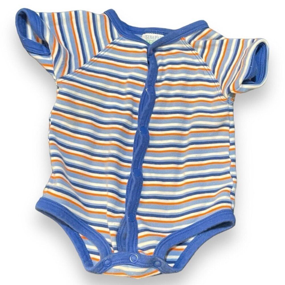 Simply Basic Striped Bodysuit Top Baby Boy 3 Months Blue Striped Snap Button
